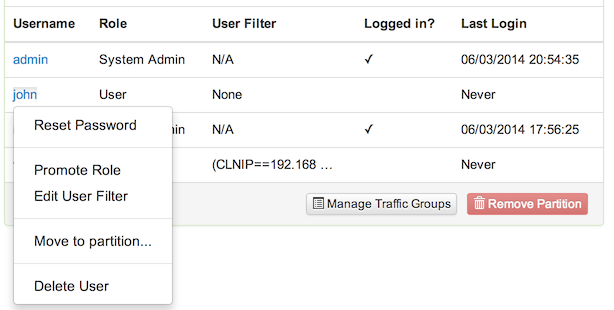 User Settings Control Panel