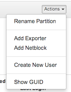 Partition Actions menu